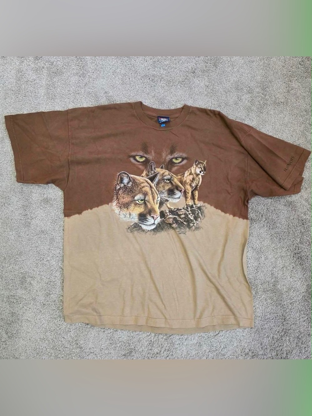 Men's Two-Tone Brown & Tan Cougar Graphic Short Sleeve Tee